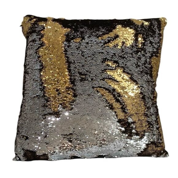 NWOT NEW Three (3) Aviva Stanoff Mermaid Sequin Gold/Silver/Black Luxury Pillows - Picture 7 of 13
